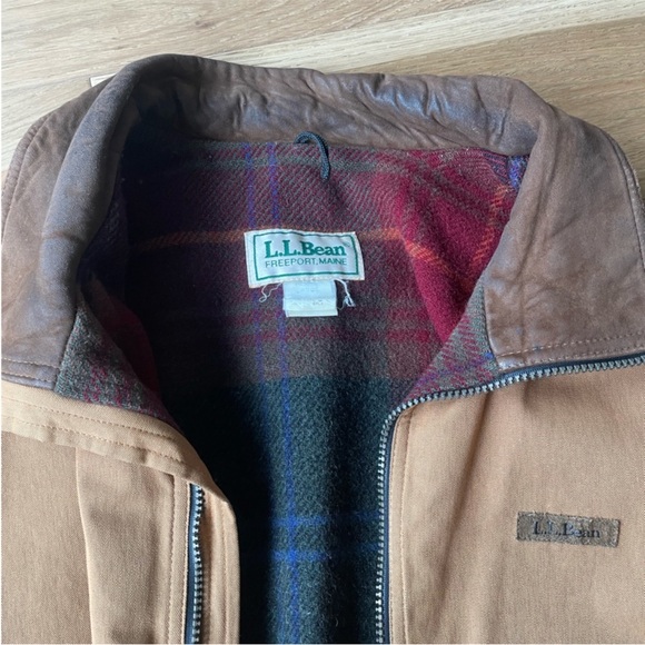 L.L. Bean Tan Bomber Jacket with Brown Collar - Picture 2 of 11